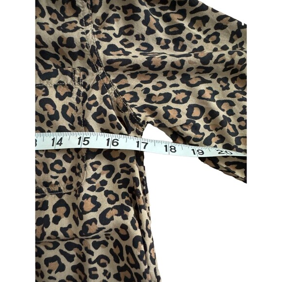 Beach Lunch Lounge Blouse Women's S Leopard Animal Print Button Up Tie Waist - Picture 5 of 8